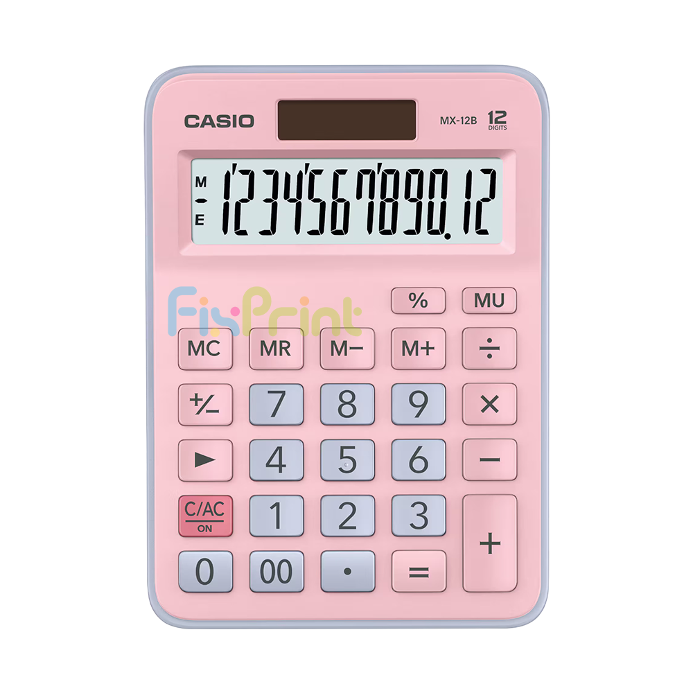 Kalkulator Casio MX-12B-PKLB 12 Digit, Calculator Desktop 12 Digits MX 12B Pink Light Blue Original